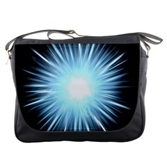 Bright Light On Black Background Messenger Bags