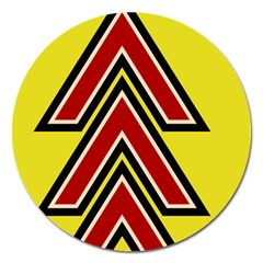 Chevron Symbols Multiple Large Red Yellow Magnet 5  (round) by Mariart