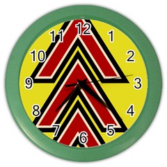 Chevron Symbols Multiple Large Red Yellow Color Wall Clocks by Mariart