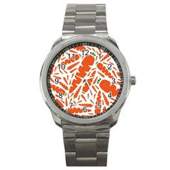 Carrots Fruit Vegetable Orange Sport Metal Watch by Mariart