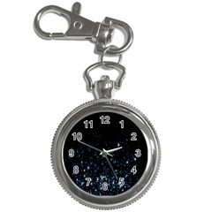 Blue Glowing Star Particle Random Motion Graphic Space Black Key Chain Watches
