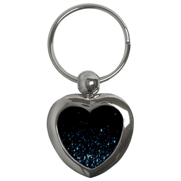 Blue Glowing Star Particle Random Motion Graphic Space Black Key Chains (Heart) 