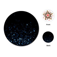 Blue Glowing Star Particle Random Motion Graphic Space Black Playing Cards (round) 