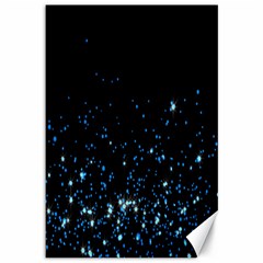 Blue Glowing Star Particle Random Motion Graphic Space Black Canvas 12  x 18  