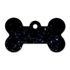 Blue Glowing Star Particle Random Motion Graphic Space Black Dog Tag Bone (one Side) by Mariart