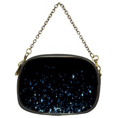 Blue Glowing Star Particle Random Motion Graphic Space Black Chain Purses (two Sides) 