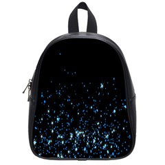 Blue Glowing Star Particle Random Motion Graphic Space Black School Bag (small) by Mariart