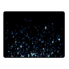 Blue Glowing Star Particle Random Motion Graphic Space Black Fleece Blanket (small)