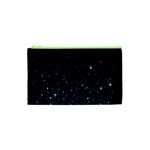 Blue Glowing Star Particle Random Motion Graphic Space Black Cosmetic Bag (XS) Front