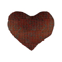 Brick Wall Brown Line Standard 16  Premium Heart Shape Cushions by Mariart