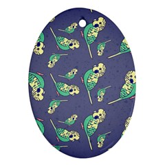Canaries Budgie Pattern Bird Animals Cute Oval Ornament (two Sides)