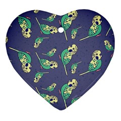 Canaries Budgie Pattern Bird Animals Cute Heart Ornament (two Sides)
