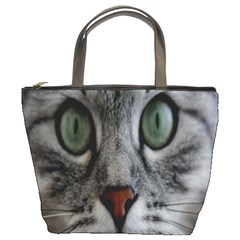 Cat Face Eyes Gray Fluffy Cute Animals Bucket Bags