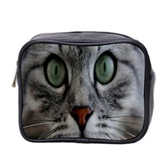 Cat Face Eyes Gray Fluffy Cute Animals Mini Toiletries Bag 2-side