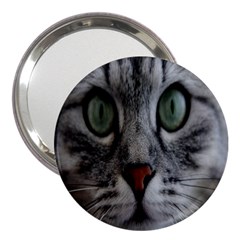 Cat Face Eyes Gray Fluffy Cute Animals 3  Handbag Mirrors