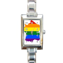 Flag Map Stripes Line Colorful Rectangle Italian Charm Watch