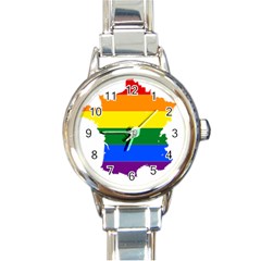 Flag Map Stripes Line Colorful Round Italian Charm Watch