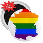 Flag Map Stripes Line Colorful 3  Magnets (10 pack)  Front