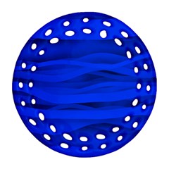 Dark Blue Stripes Seamless Round Filigree Ornament (two Sides)