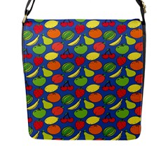 Fruit Melon Cherry Apple Strawberry Banana Apple Flap Messenger Bag (l)  by Mariart