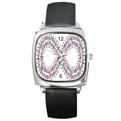 Free Symbol Hands Square Metal Watch