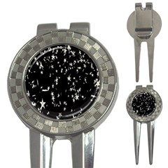 Falling Spinning Silver Stars Space White Black 3-in-1 Golf Divots by Mariart