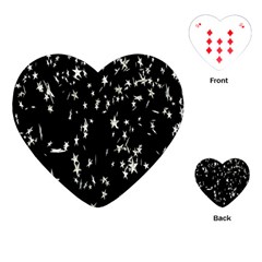 Falling Spinning Silver Stars Space White Black Playing Cards (heart) 