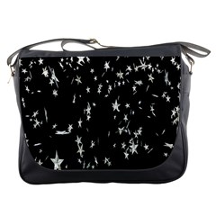 Falling Spinning Silver Stars Space White Black Messenger Bags by Mariart