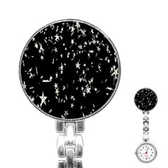 Falling Spinning Silver Stars Space White Black Stainless Steel Nurses Watch by Mariart