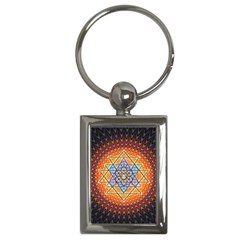 Cosmik Triangle Space Rainbow Light Blue Gold Orange Key Chains (rectangle) 