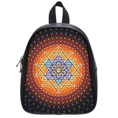 Cosmik Triangle Space Rainbow Light Blue Gold Orange School Bag (small) by Mariart