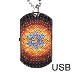 Cosmik Triangle Space Rainbow Light Blue Gold Orange Dog Tag Usb Flash (one Side)