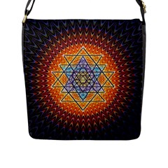 Cosmik Triangle Space Rainbow Light Blue Gold Orange Flap Messenger Bag (l) 