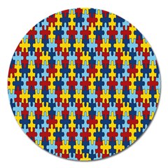 Fuzzle Red Blue Yellow Colorful Magnet 5  (round)