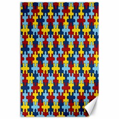 Fuzzle Red Blue Yellow Colorful Canvas 12  X 18   by Mariart