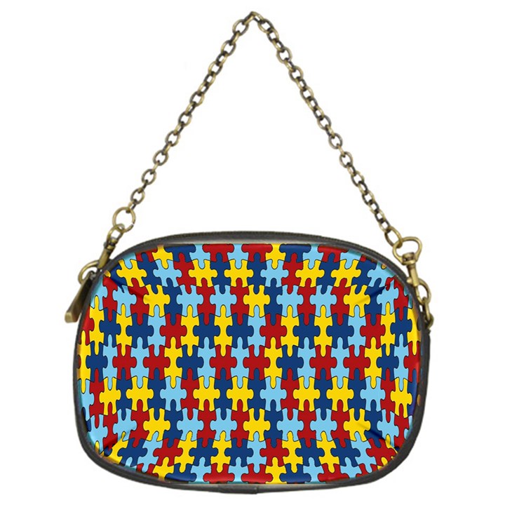 Fuzzle Red Blue Yellow Colorful Chain Purses (One Side) 