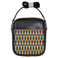 Fuzzle Red Blue Yellow Colorful Girls Sling Bags