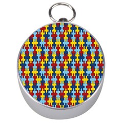 Fuzzle Red Blue Yellow Colorful Silver Compasses