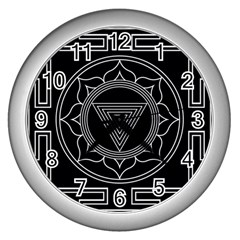 Kali Yantra Inverted Wall Clocks (silver)  by Mariart