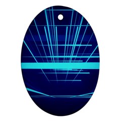 Grid Structure Blue Line Ornament (oval)