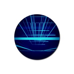 Grid Structure Blue Line Rubber Coaster (round)  by Mariart