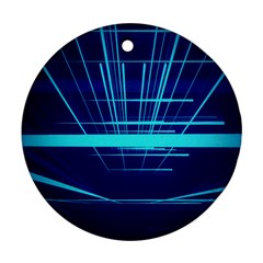Grid Structure Blue Line Round Ornament (two Sides)