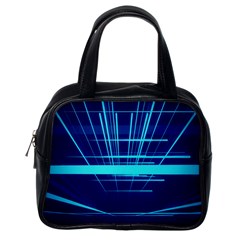 Grid Structure Blue Line Classic Handbags (one Side)