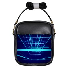 Grid Structure Blue Line Girls Sling Bags