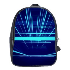 Grid Structure Blue Line School Bag (xl)