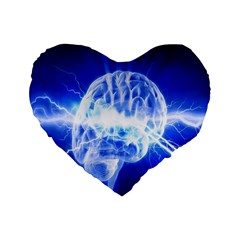 Lightning Brain Blue Standard 16  Premium Heart Shape Cushions by Mariart