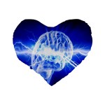 Lightning Brain Blue Standard 16  Premium Heart Shape Cushions Back