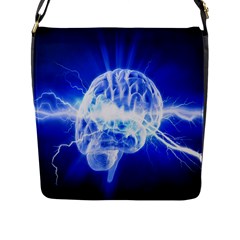 Lightning Brain Blue Flap Messenger Bag (l) 