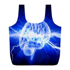 Lightning Brain Blue Full Print Recycle Bags (l) 