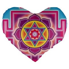 Kali Yantra Inverted Rainbow Large 19  Premium Heart Shape Cushions